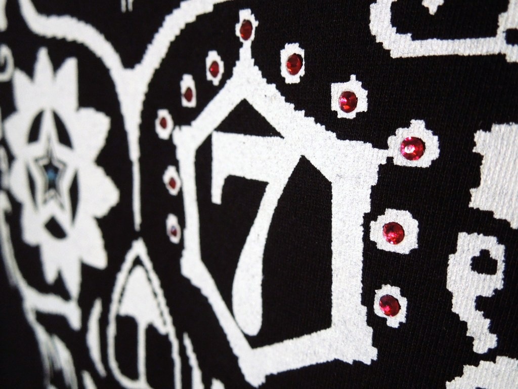 Seven Star Swarovski Long T Shirt Black