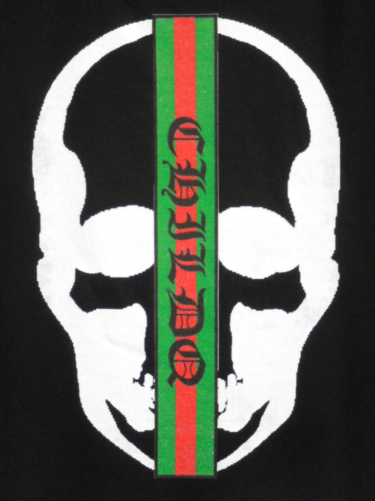 Skull Green Line T-shirt Black