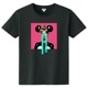 Pop Art Pink Color Black T-shirt