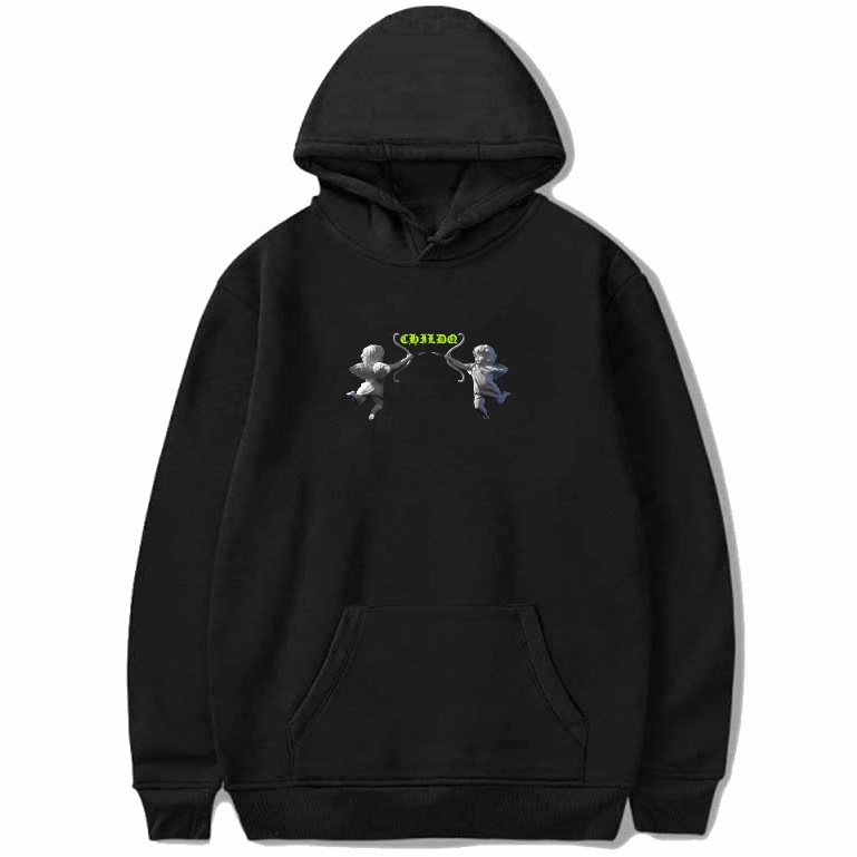 Angel Green Line Hoodie Black