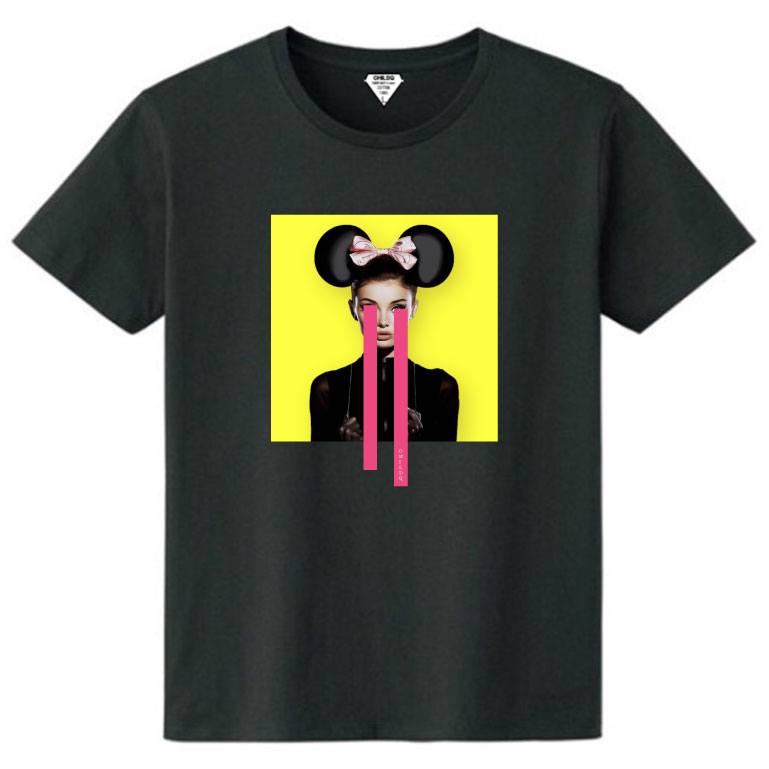 Pop Art Yellow Color Black T-shirt