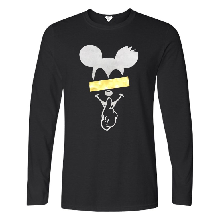 Secret Mouse Gold Line Long T-shirt Black