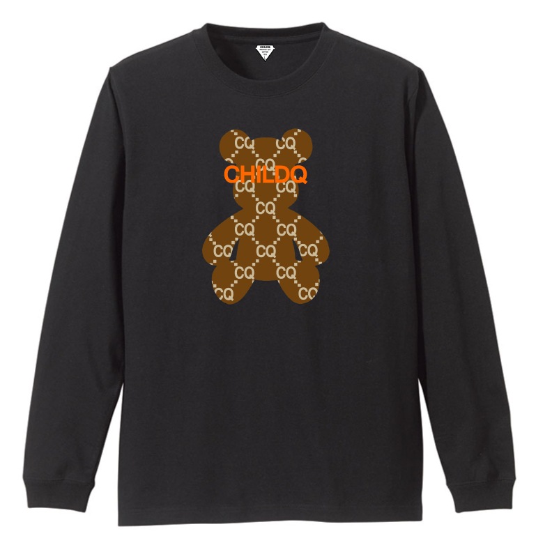 Monogram Bear Brown Color T-shirt Black