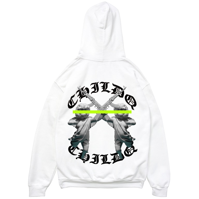 Angel Green Line Hoodie White