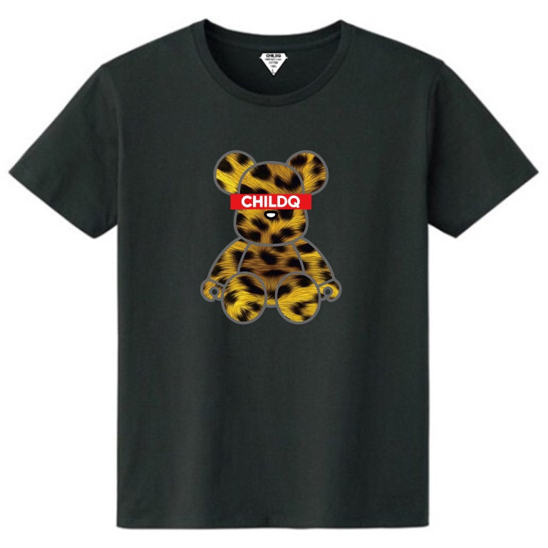 Bear Animal print yellow T-shirt Black