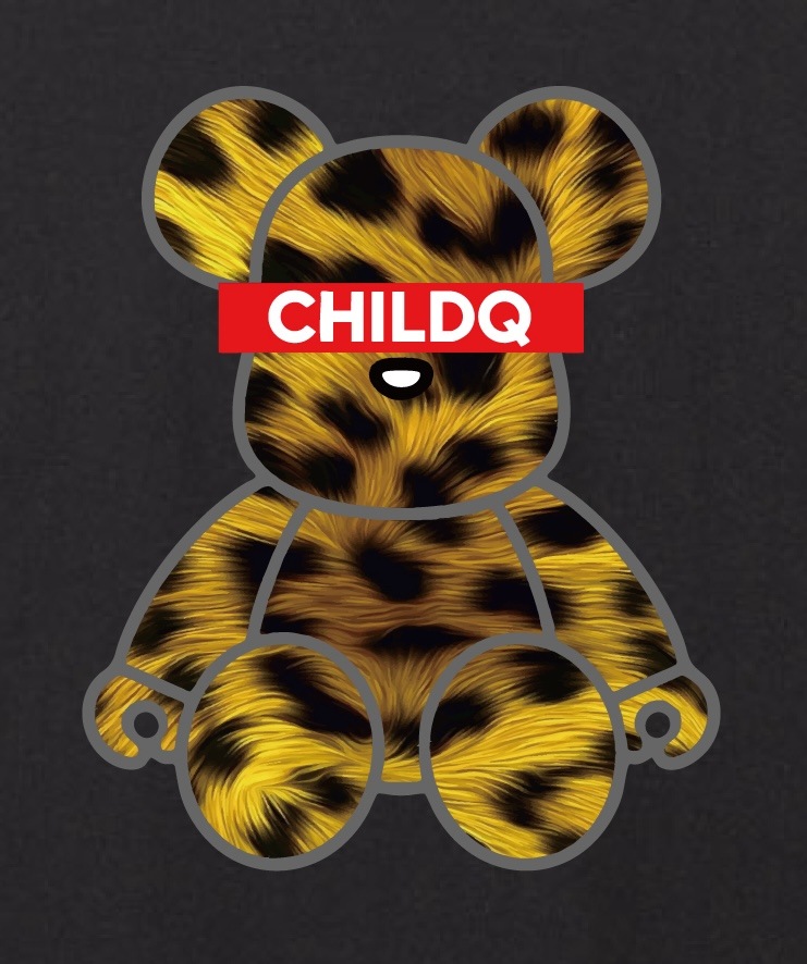 Bear Animal print yellow T-shirt Black