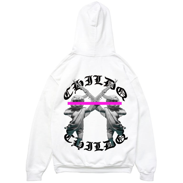 Angel pink line hoodie Black