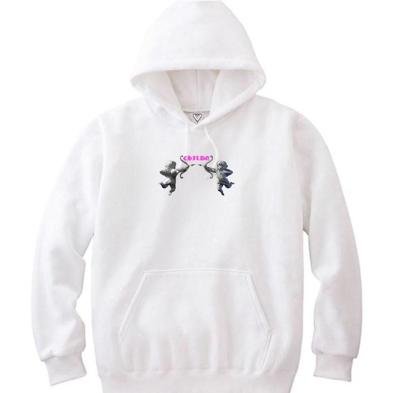 Angel pink line hoodie Black