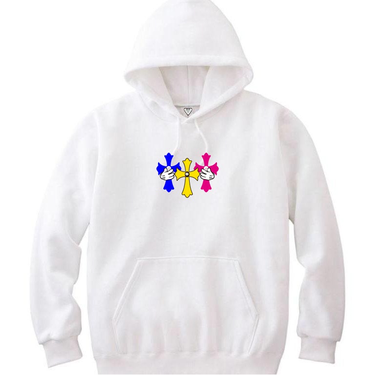 Triple cross swarovski Hoodie White