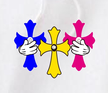 Triple cross swarovski Hoodie White