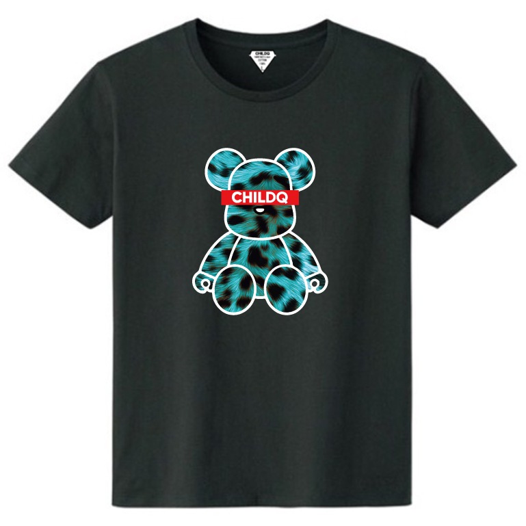 Bear Animal print Lime Green T-shirt Black