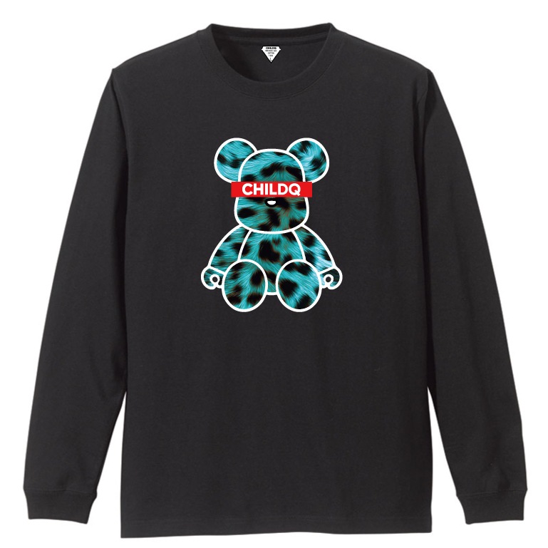 Bear Animal print Lime Green T-shirt Black