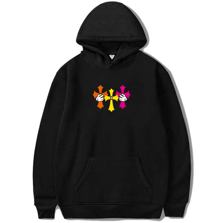 Triple cross swarovski Hoodie Black