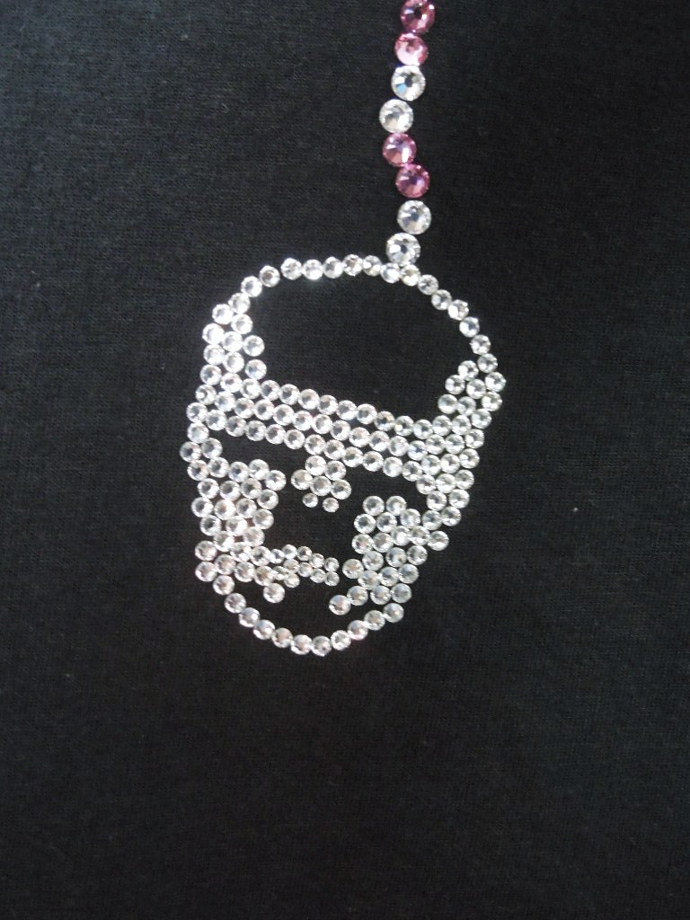 Skull Swarovski necklace T-shirt��Black