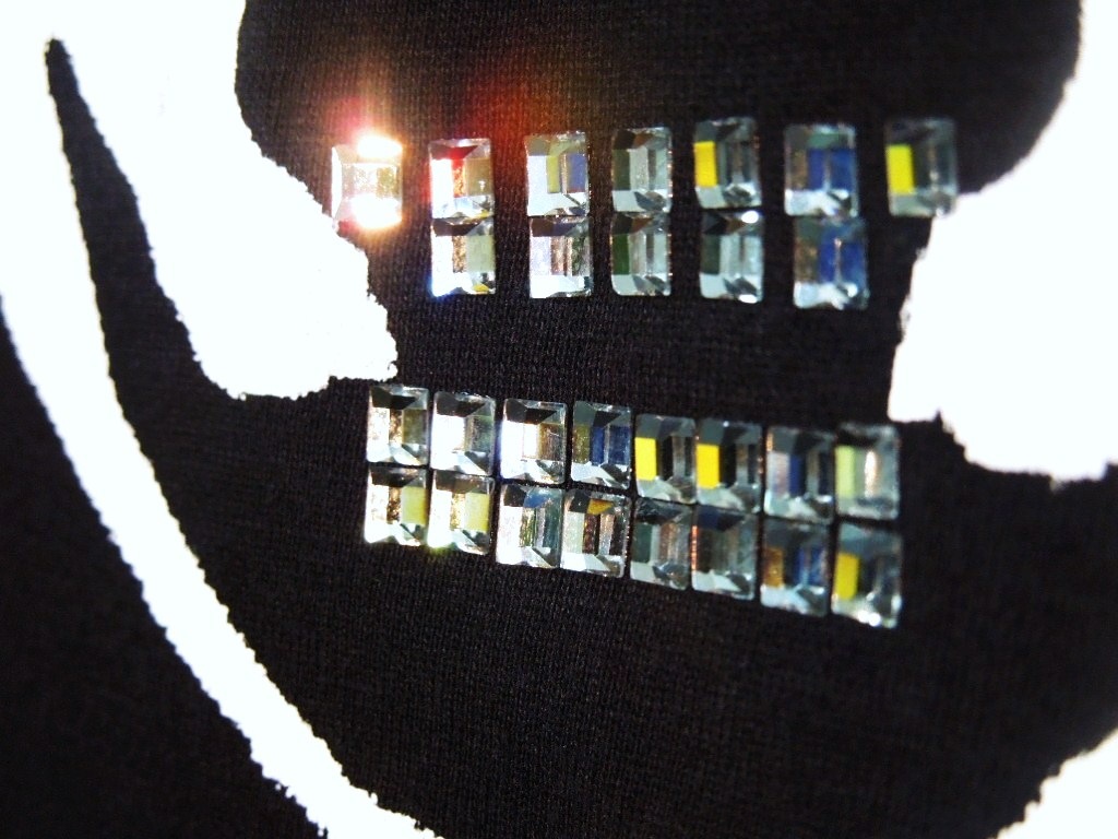 Skull Hat Italy color Swarovski Long T-shirt Black