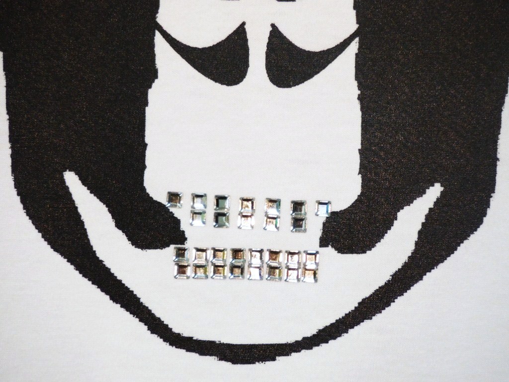 Skull Hat France color Swarovski Long T-shirt White