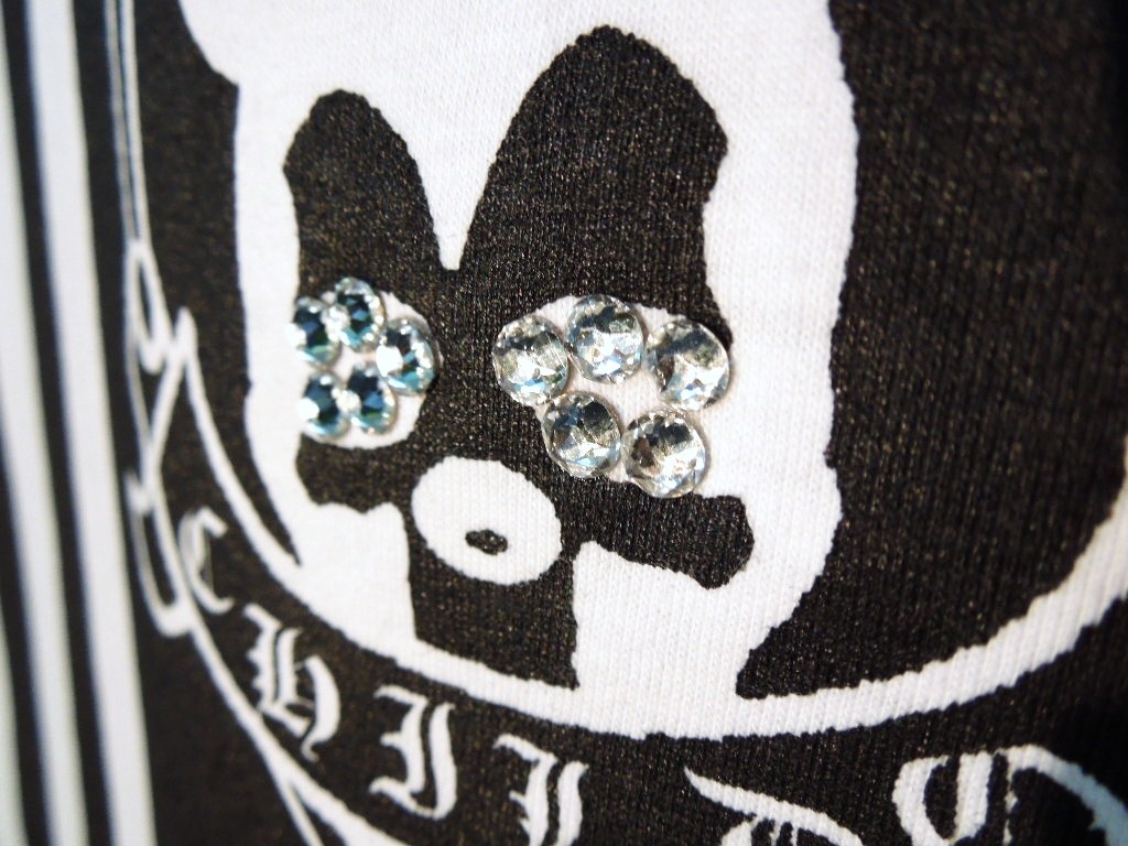 US Skull mouse Swarovski Long T-shirt White