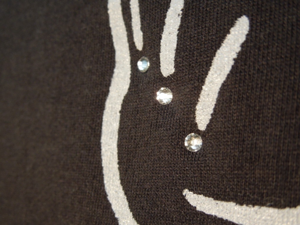 Secret mouse Cross Swarovski Long T-shirt Black