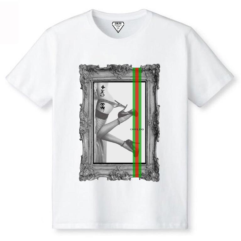 Art Green Red Line T-shirt White