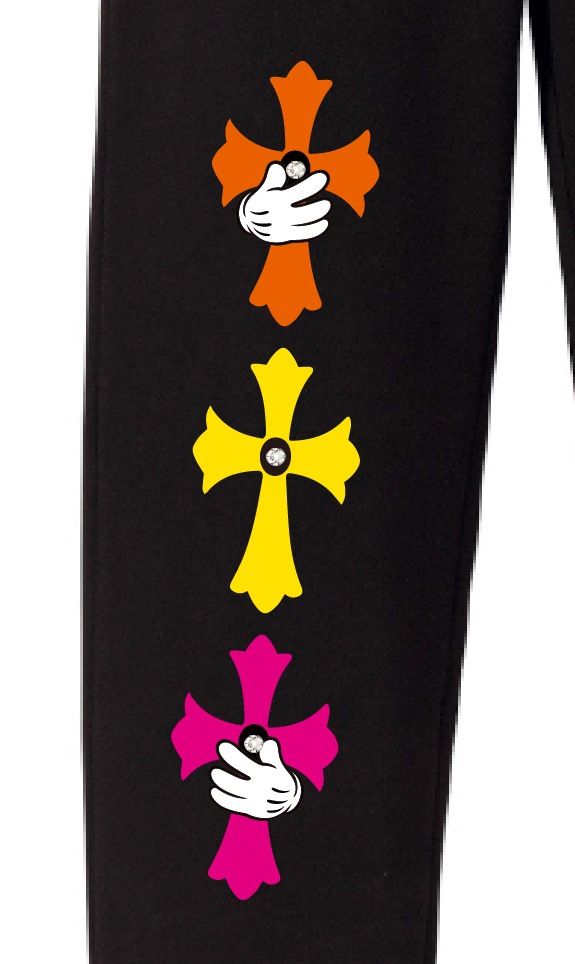 Triple cross swarovski pants Black