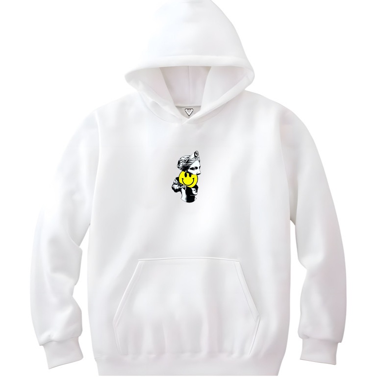 Roman Statue Smiley Hoodie White