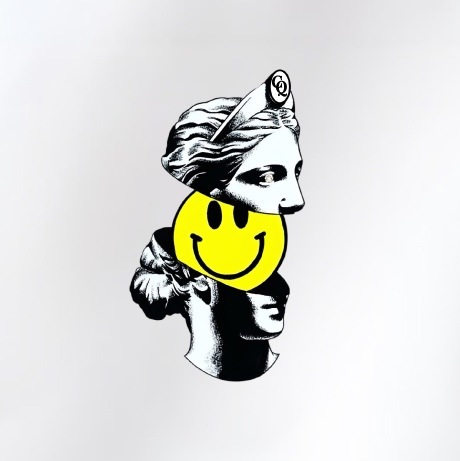 Roman Statue Smiley Hoodie White