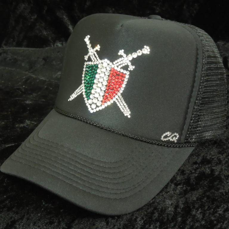 Sword shield emblem Swarovski cap Black & Italy color