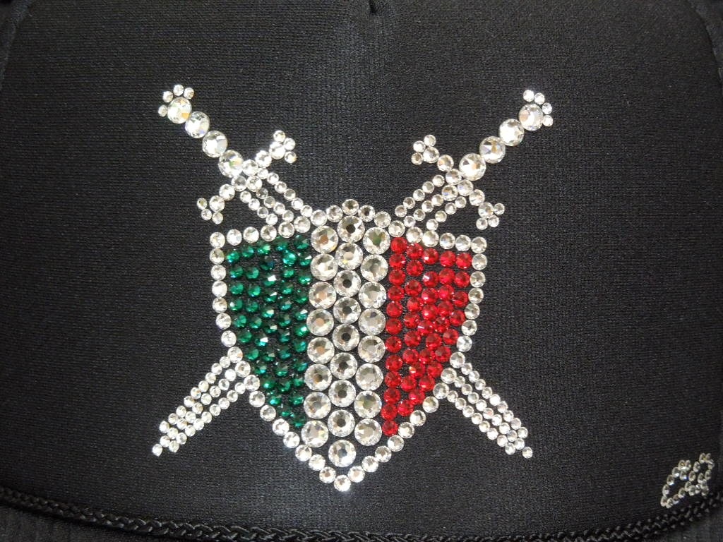 Sword shield emblem Swarovski cap Black & Italy color