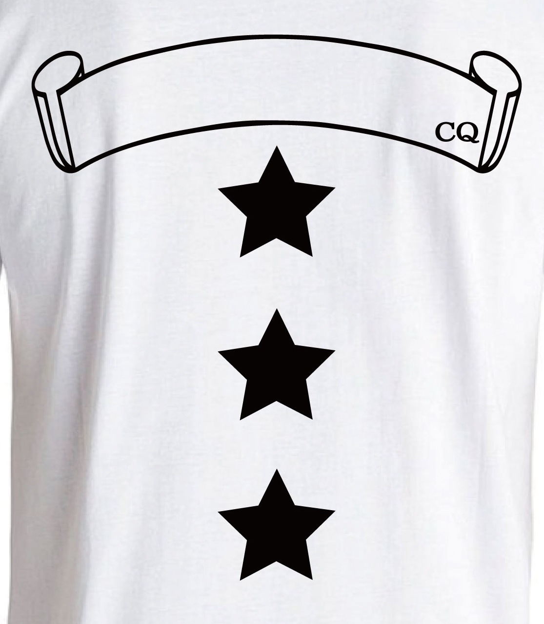 Three Star Black T-shirt White