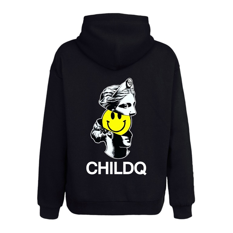 Roman Statue Smiley Hoodie Black