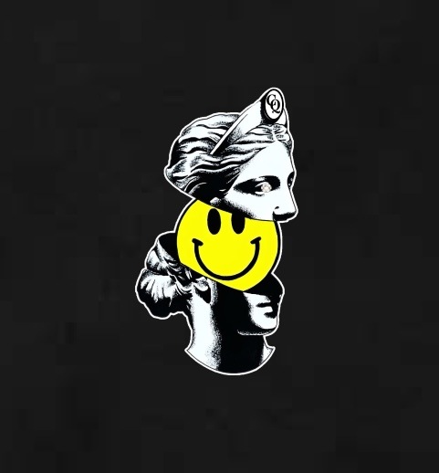 Roman Statue Smiley Hoodie Black