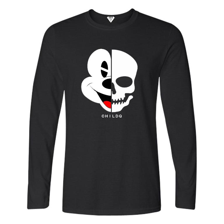 Half Skull Long T-shirt Black