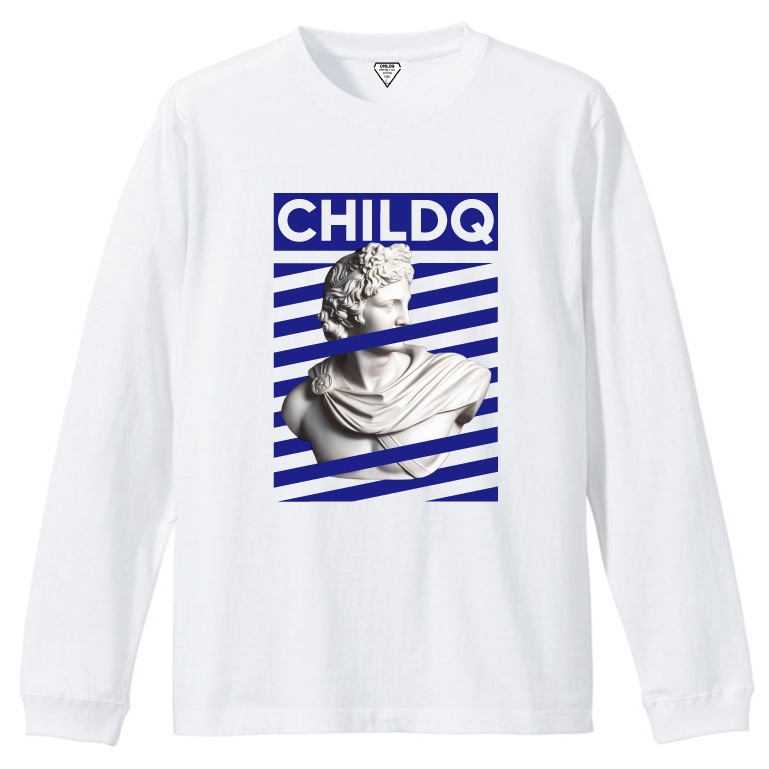 Rome Bronze Slide Pattern Blue T-shirt White