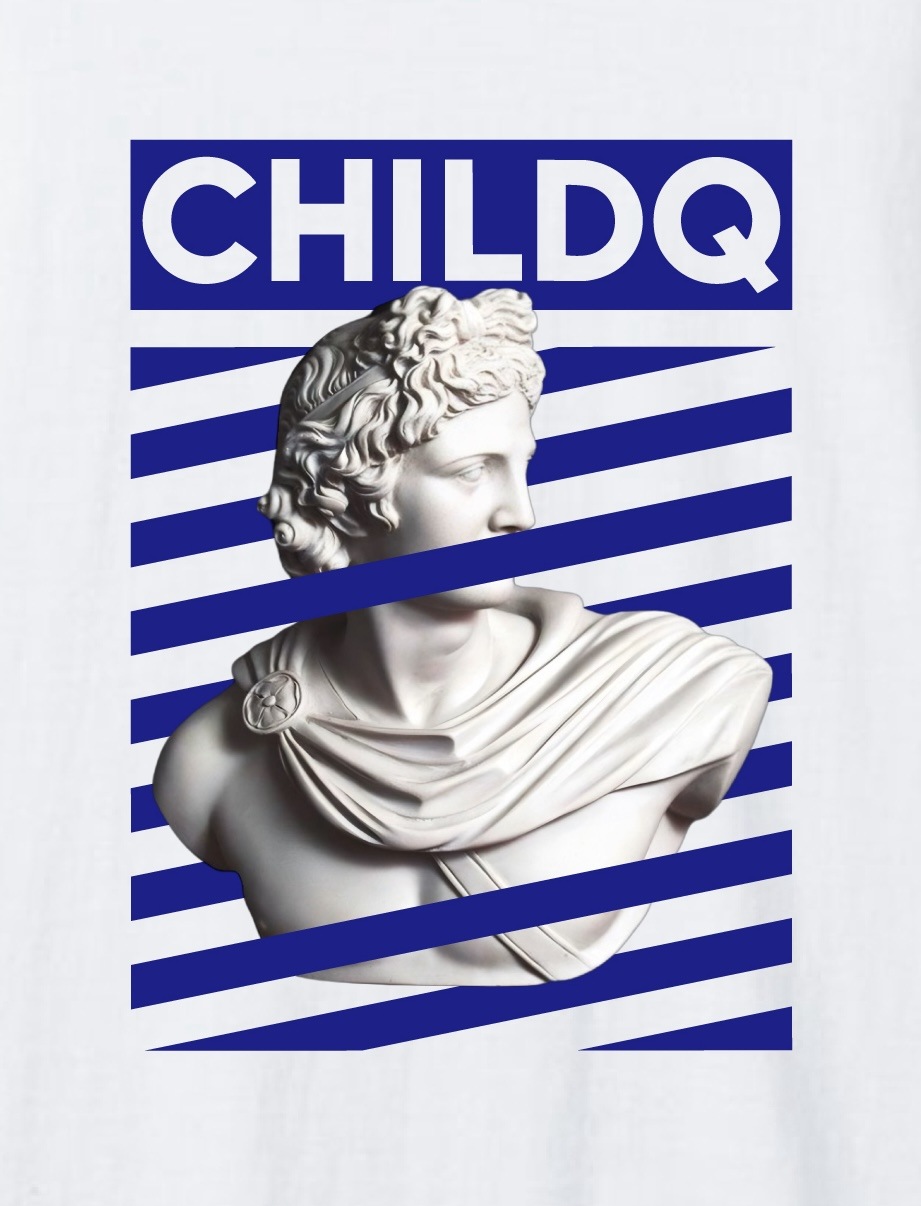 Rome Bronze Slide Pattern Blue T-shirt White