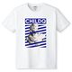 Rome Bronze Slide Pattern Blue T-shirt White