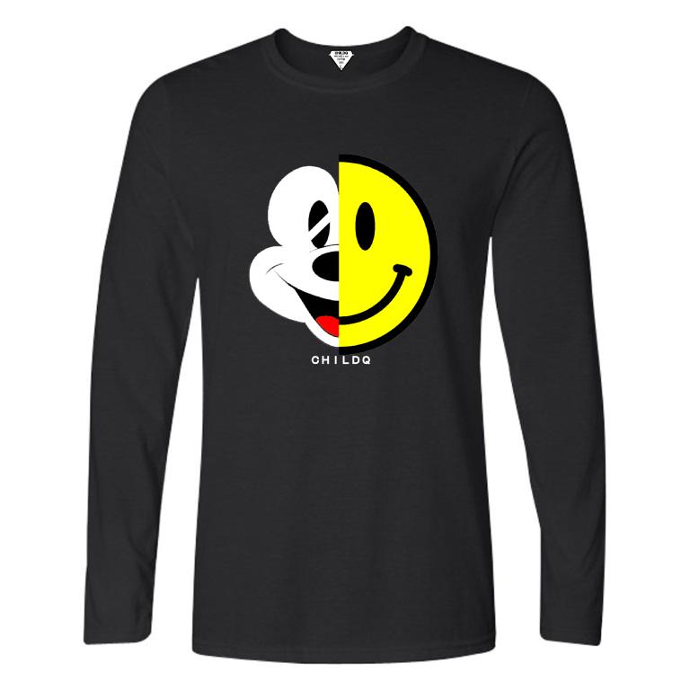 Half smiley long T-shirt ��lack