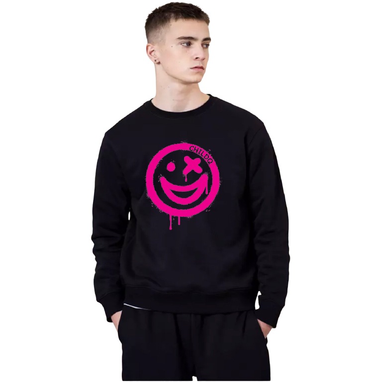 Spray art Smiley Vivid pink Sweat Black