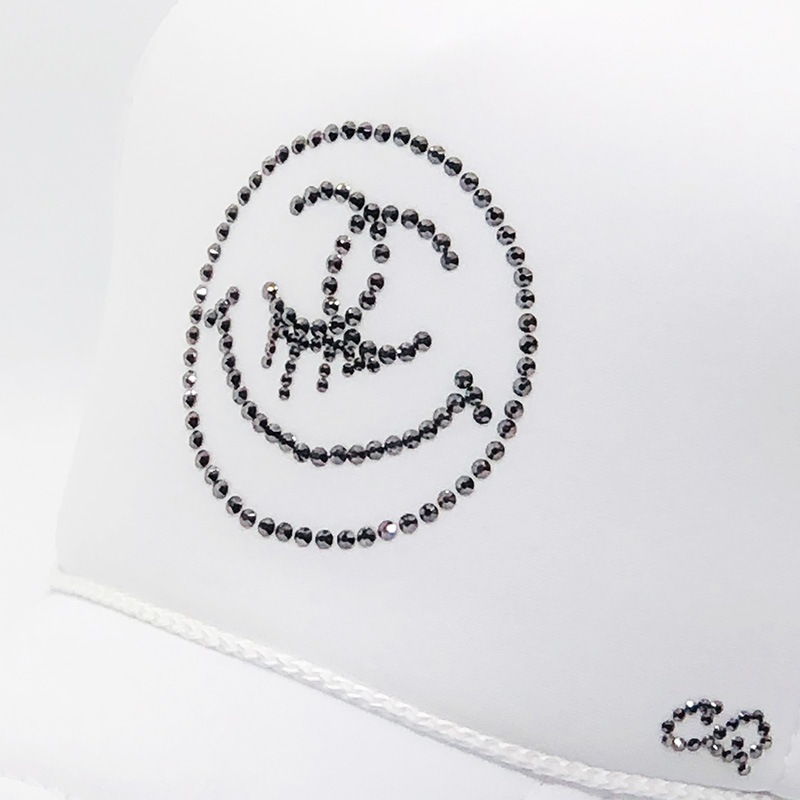 One Eye Smiley Swarovski CAP White