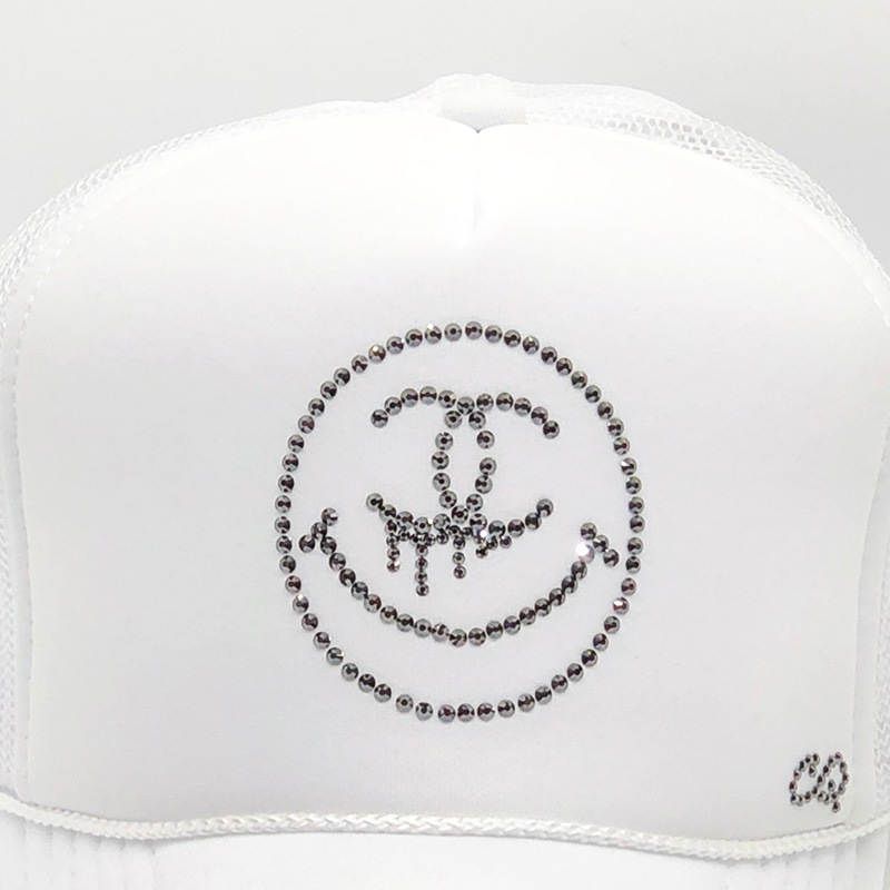 One Eye Smiley Swarovski CAP White