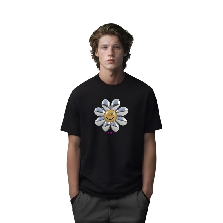 Flower Metal T-shirt Black