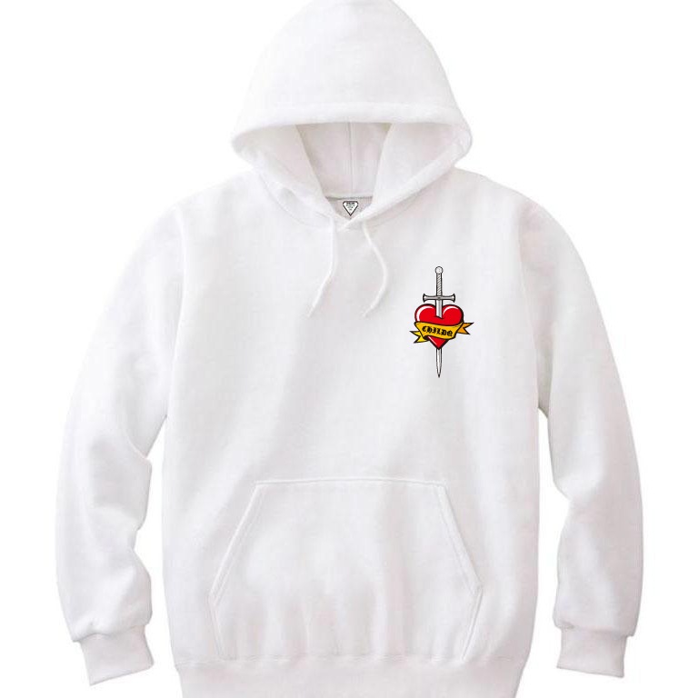 Old tattoo heart sword Hoodie white