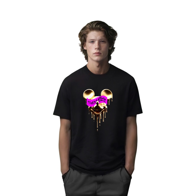 Mouse Gold Metal T-shirt Black
