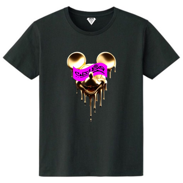 Mouse Gold Metal T-shirt Black