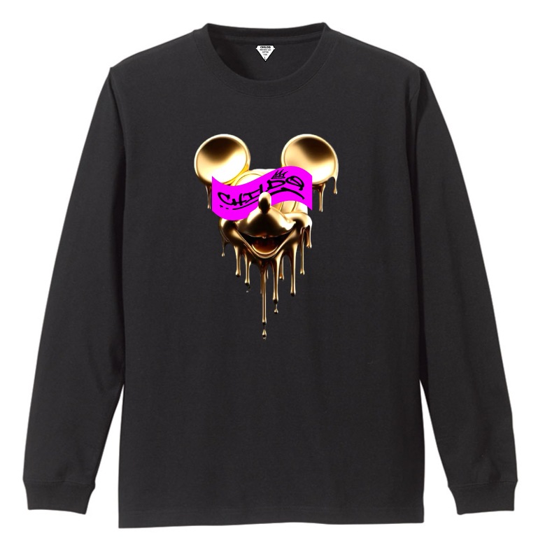 Mouse Gold Metal T-shirt Black