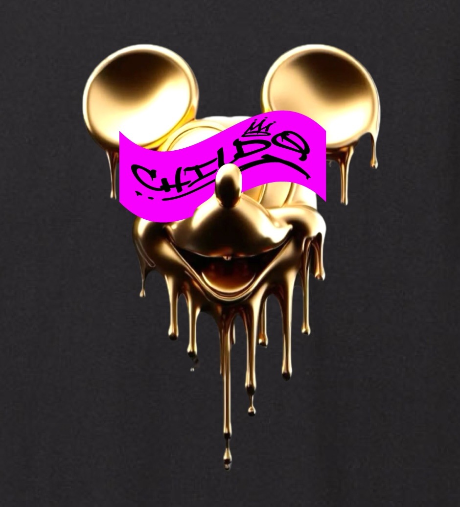 Mouse Gold Metal T-shirt Black