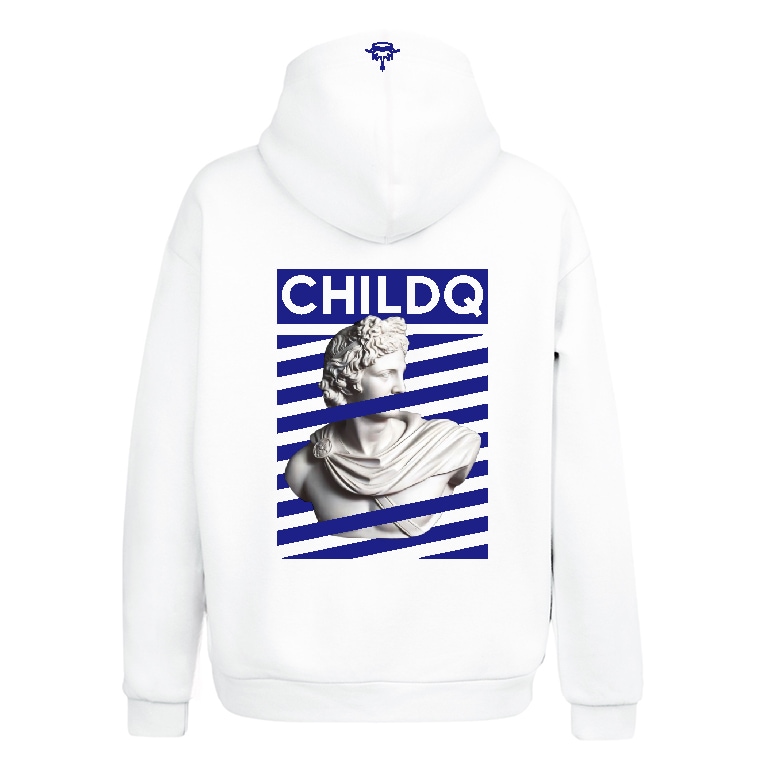 Rome Bronze Slide Pattern Blue Hoodie White