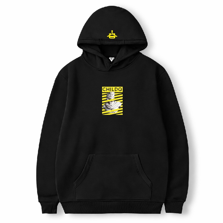 Rome Bronze Slide Pattern yellow Hoodie Black
