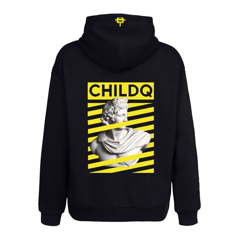 Rome Bronze Slide Pattern yellow Hoodie Black