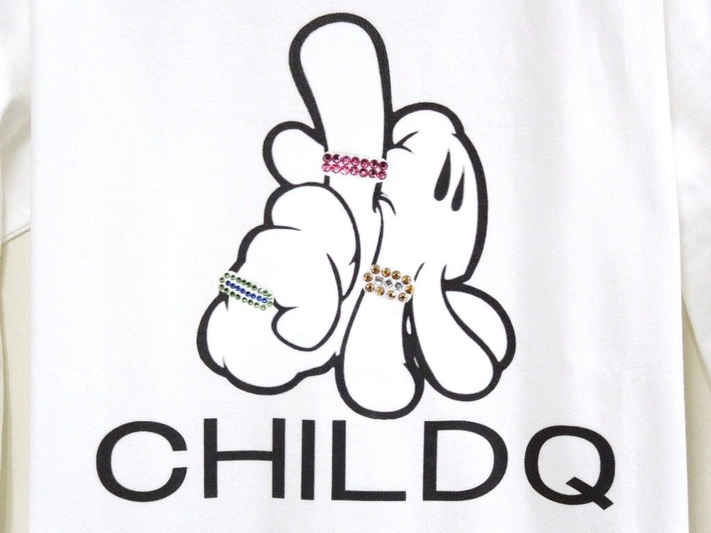 LA Hand Swarovski Long T-shirt White
