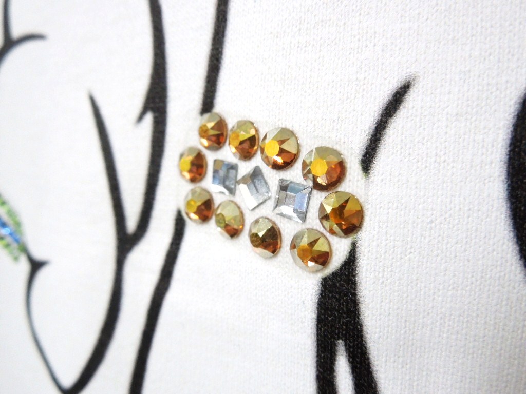 LA Hand Swarovski Long T-shirt White